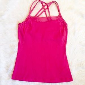 ALO Yoga Athletic Workout Mesh Pink Tank Top Med